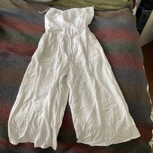 Aerie White Linen Jumpsuit